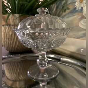 Clear EAPG Glass Compote 7”